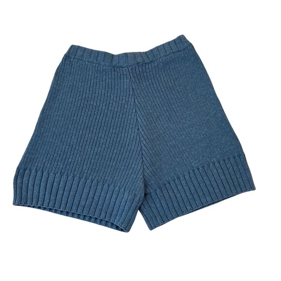 Free People FP Beach Ribbed Knit High Waist Pull On Shorts Size L Blue Boho - Picture 2 of 10
